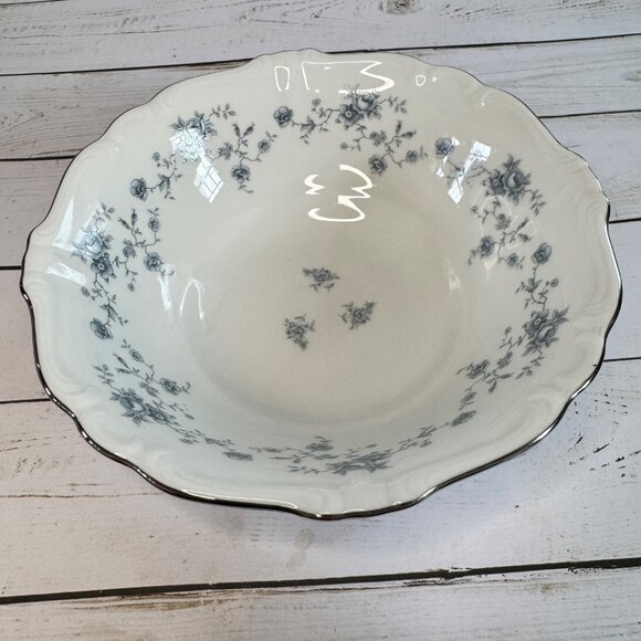 Johann Haviland Blue Garland 8" Vegetable Serving Bowl Germany Platinum Trim Vtg - Picture 7 of 10